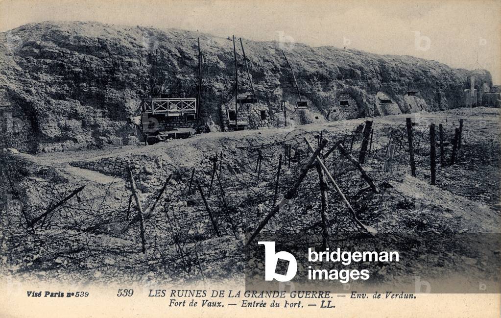 The ruins of the Great War: entrance to the Fort of Vaux near Verdun - trench, beards, fortifications, underground - postcard from 1914-1918- First World War 14-18 -