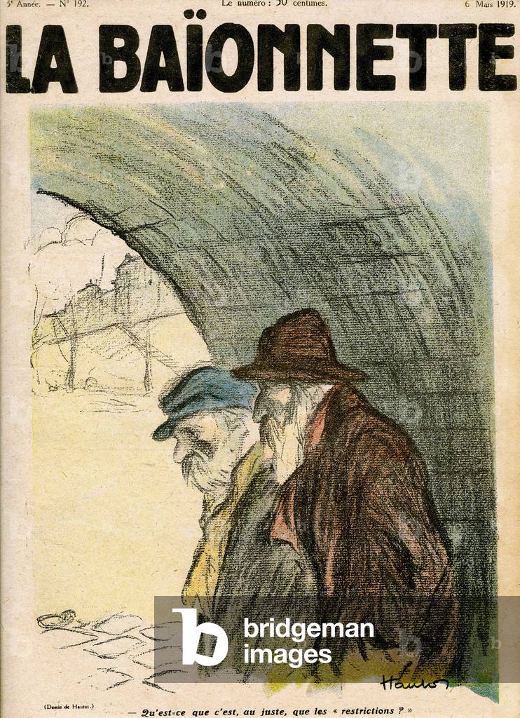 Two bums, under a bridge, wonder, “” what are restrictions? 1919 (print)