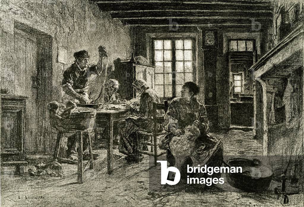 Christmas in the countryside, The Victuailles, 1884 (engraving)