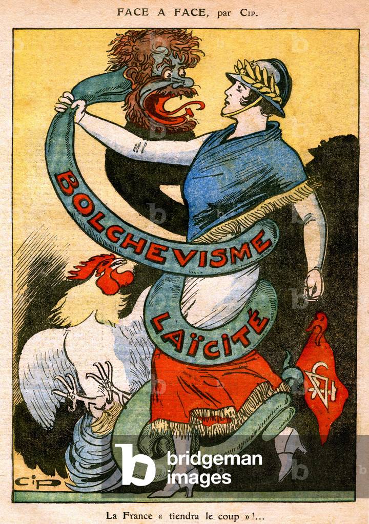 Religion and Politics drawing from the magazine Le Pelerin, n°2605 27 February 1927