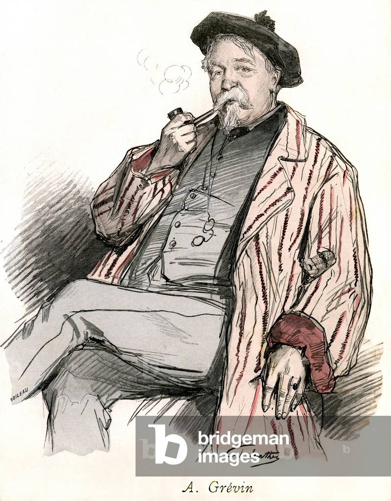 Alfred Grevin (1827-1892) sculptor, cartoonist, cartoonist and designer of French theatre costumes. Portrait by P. Mathey published on the cover of the ILLUSTREE REVIEW of May 15, 1892.