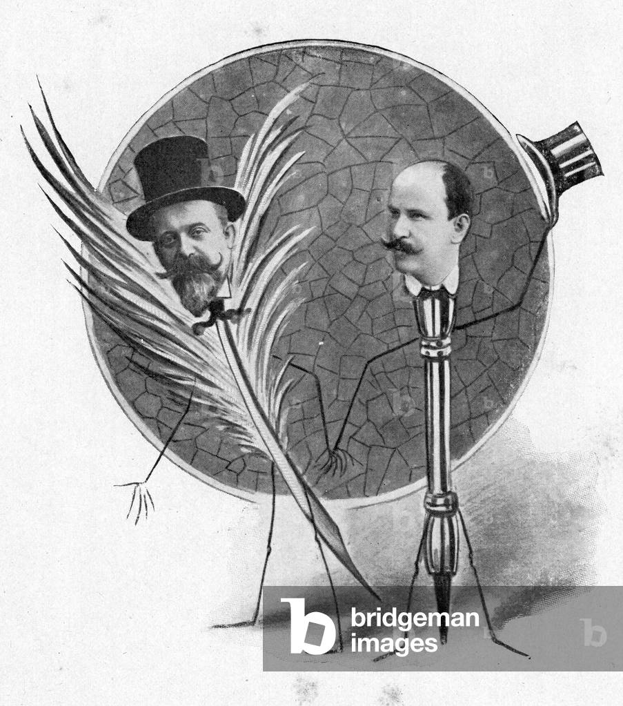 Cartoon of writer Willy and illustrator Louis Le Riverend (by himself). Frontispice of Willy's Book, 