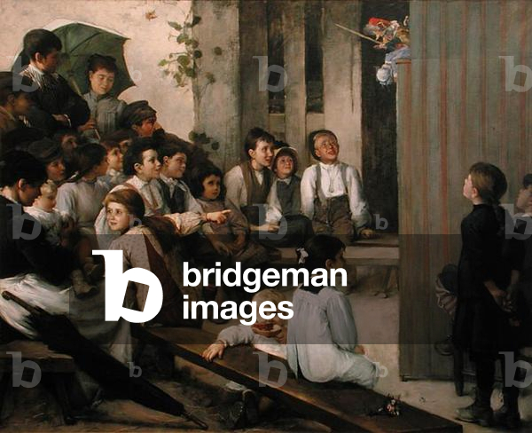 Guignol in the village (oil on canvas)