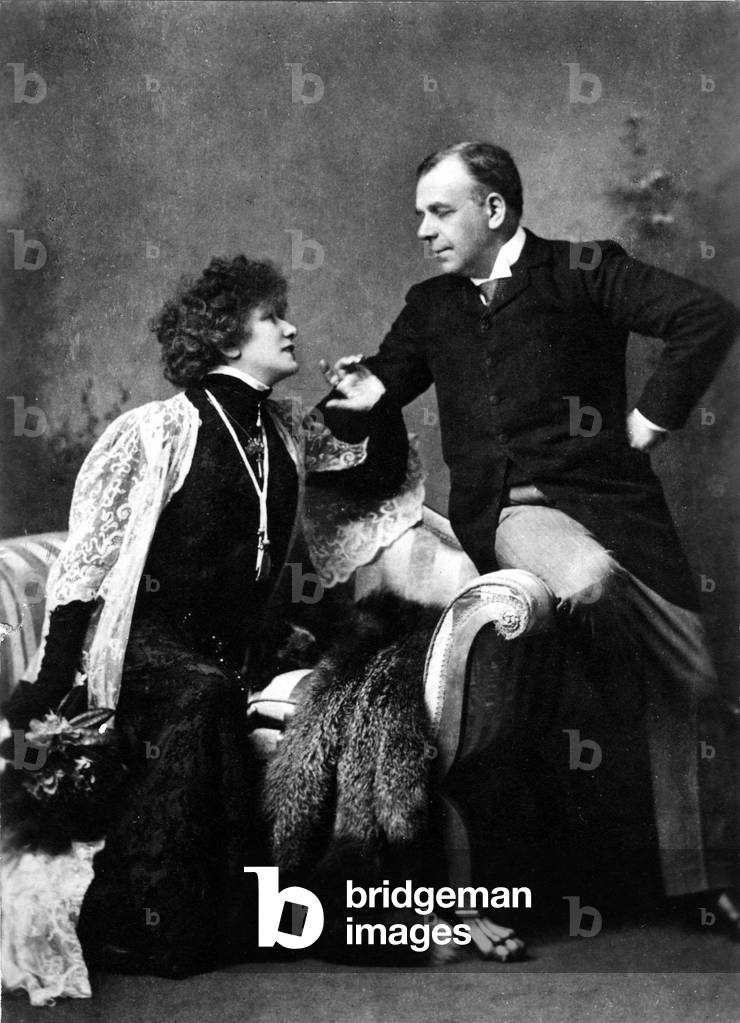 Henriette Rosine Bernard aka Sarah Bernhardt (1844-1923), with actor Constant Coquelin (b/w photo)