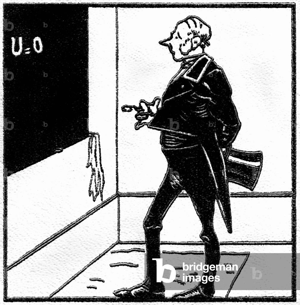 Lo studioso Cosinus, un personaggio dei cartoni animati creato nel 1893 da Christophe (Georges Colomb 1856-194