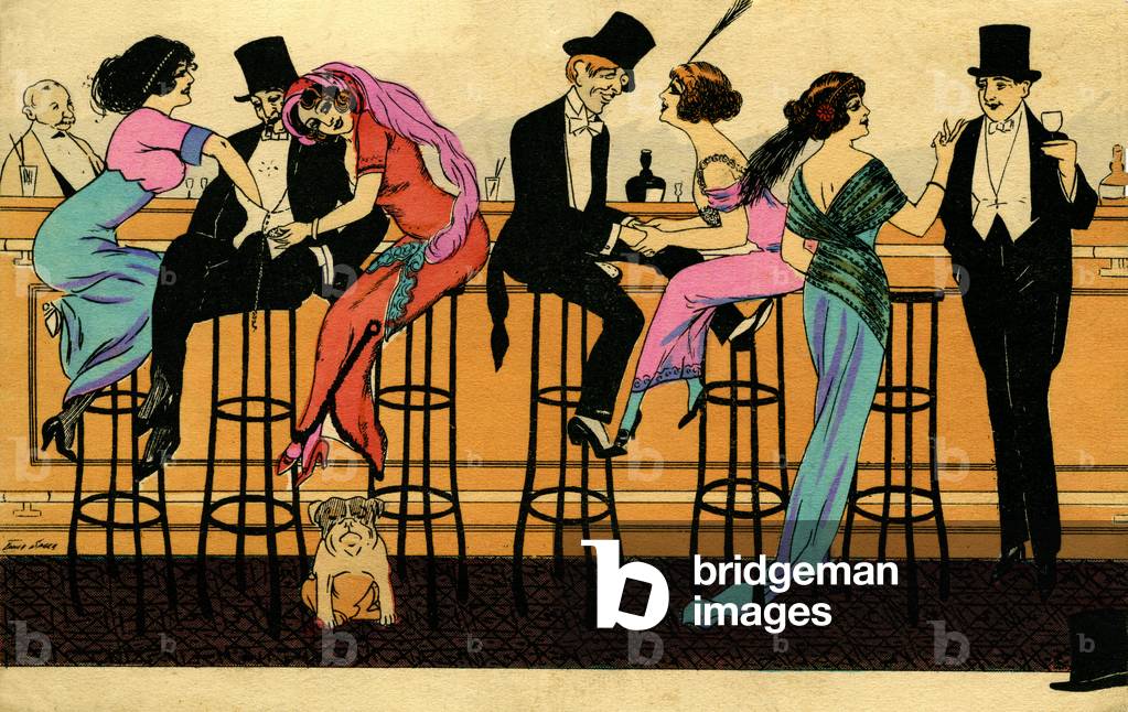 American bar: the “gogos” bar (postcard)