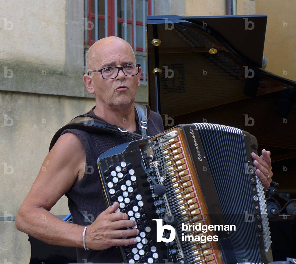 Accordionist Daniel Mille at the Caunes-Minervois Festival, August 2021
