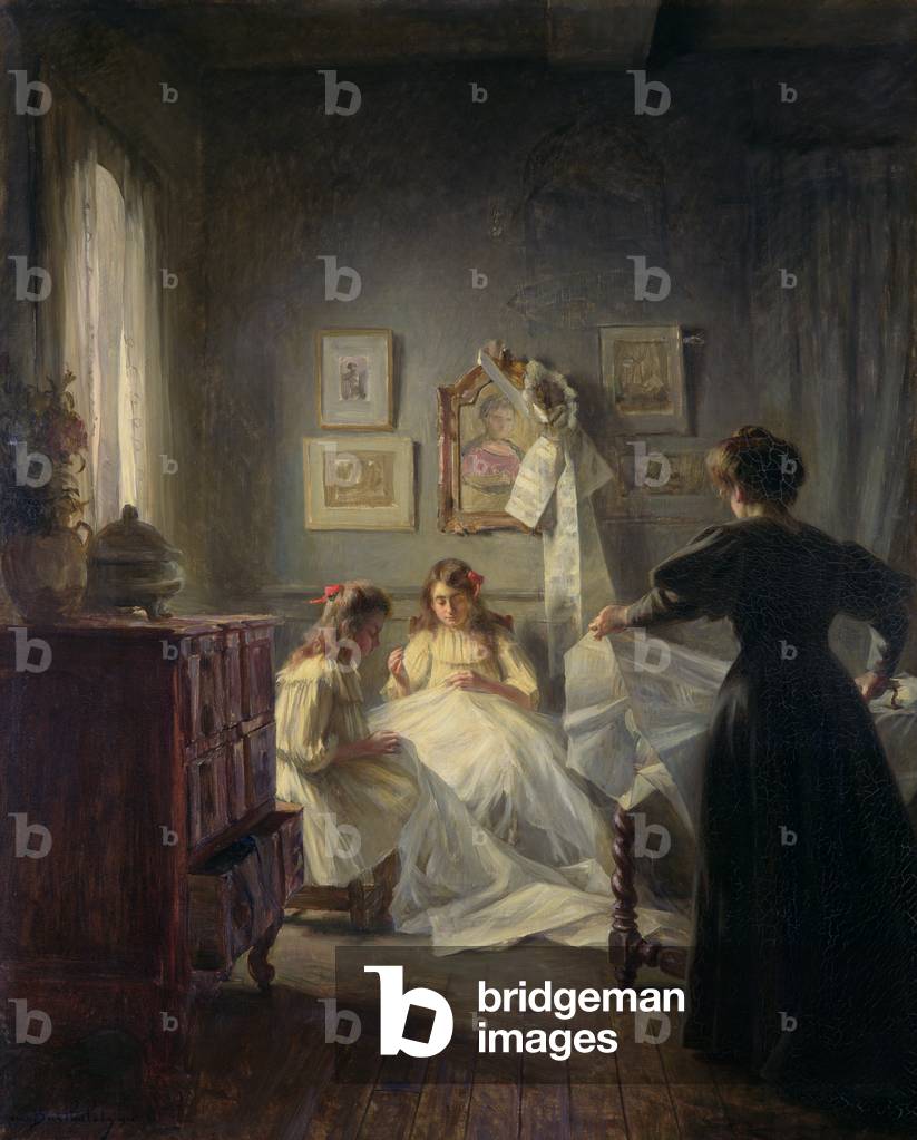 Bild von Gemälde "Nähen", 1906 von Marius Bartholoty
