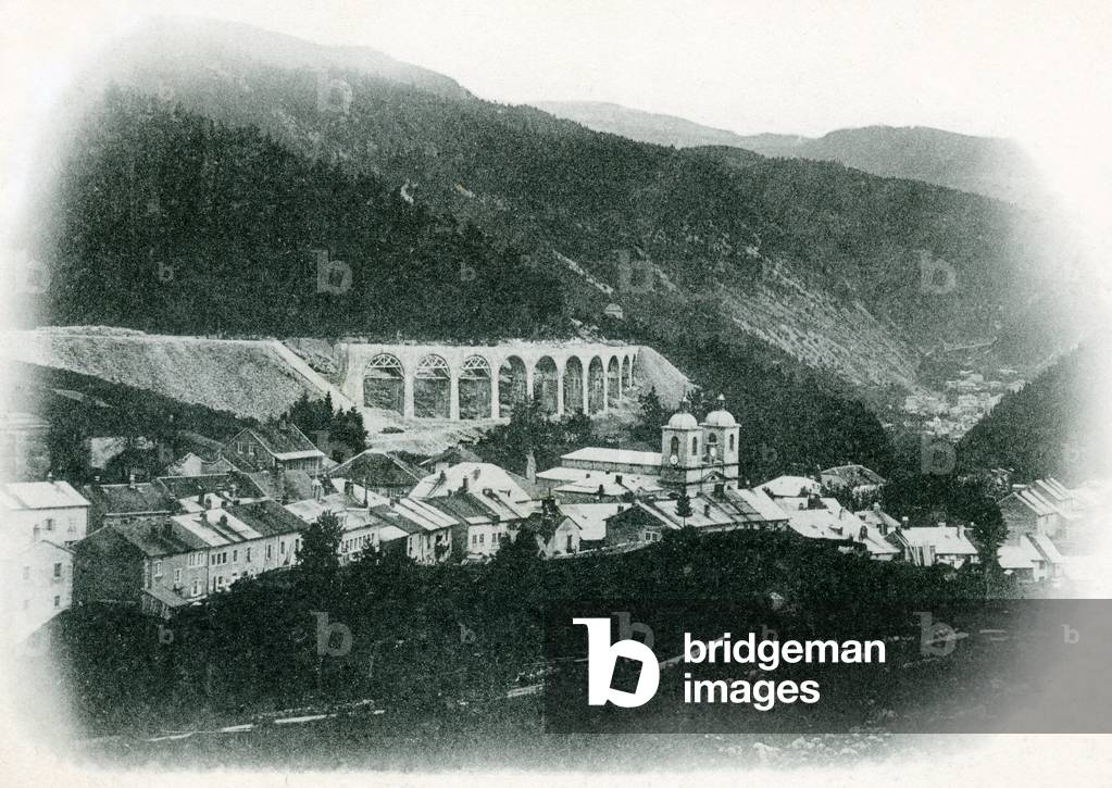 Morez-du-Jura: railway line called “line of swallows” and its viaducts - Construction in final phase of the Morbier viaduct around 1900 - Morez - Jura, Franche-Comte - postcard sent in 1901 -