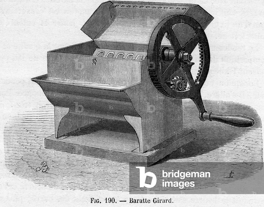 Manufacture of butter: Baratte Girard - engraving of “La France industrielle