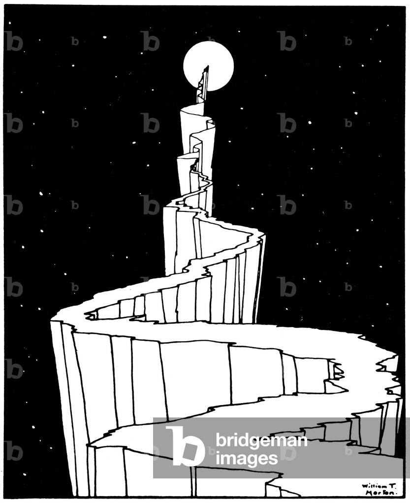 The Way to the Moon, drawing by William T. Horton (1864-1919) in his book “Un livre d'images”” 1898). The path to the moon, from “” A book of images”” (1898).