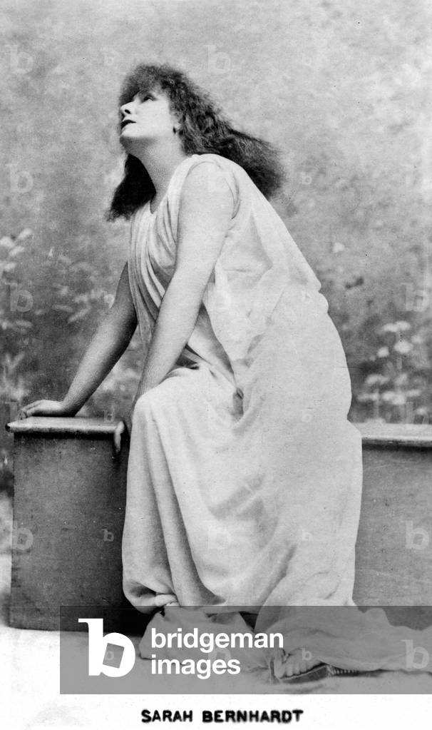 Henriette Rosine Bernard aka Sarah Bernhardt (1844-1923) (b/w photo)
