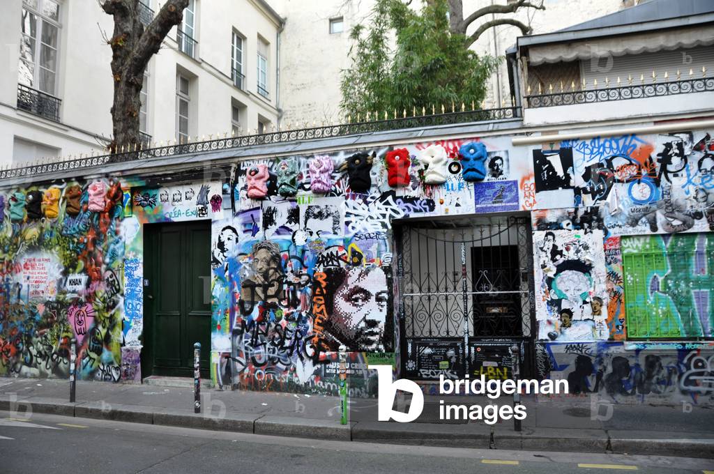The facade of Serge Gainsbourg's Hotel Particulier, tagged by fans, rue de Verneuil in the 7th arrondissement of Paris. Picture Patrice Cartier 2020