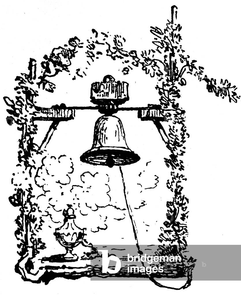 Bell with its rope - detail of an engraving beginning 20th century -