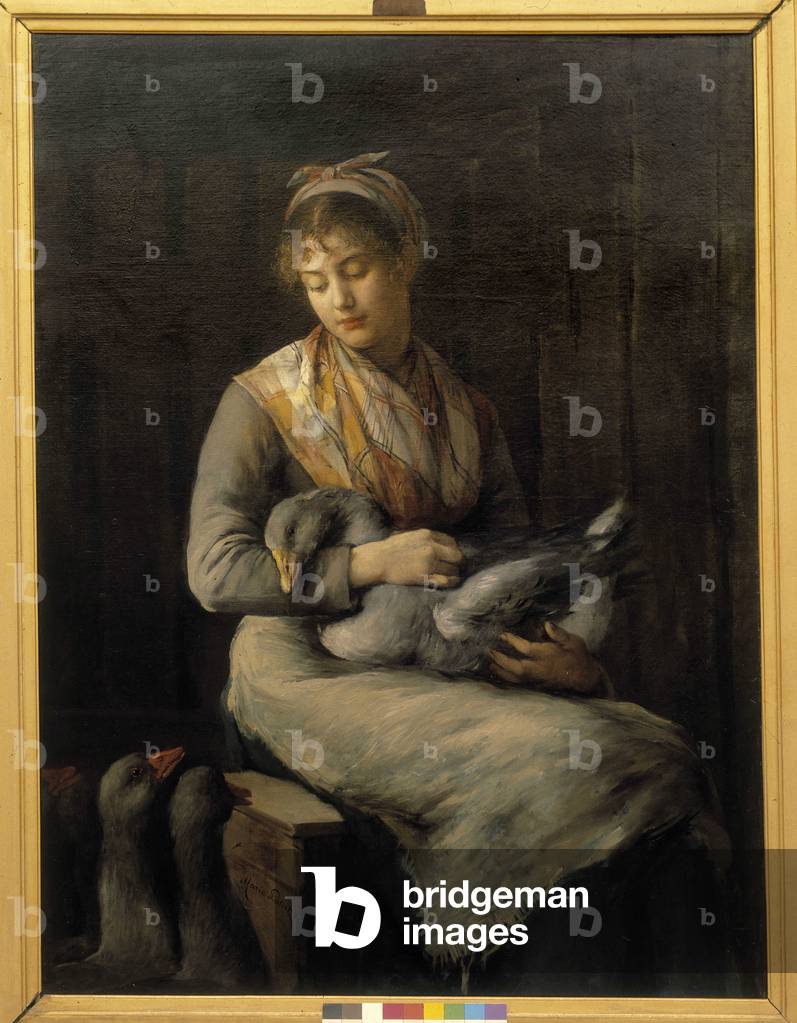 Young girl with the gooses, 1885 (oil on canvas)