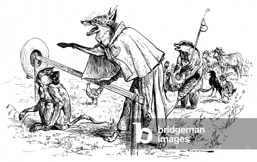 Illustration by A. Vimar for the Roman de Renart (Roman du renard), Henri Laurens edition, early 20th century