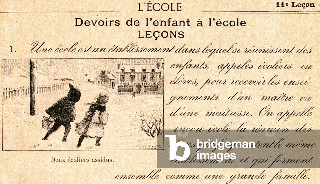 Extract from a book of morals and civic instruction from 1904: Duties of the child at school