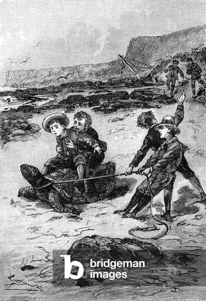 Illustration of Jules Verne's novel “Deux ans de vacances