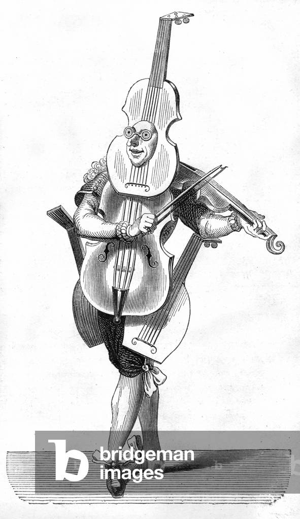 Costume study for a comedy by Moliere: the costume of music. Engraving 1862, drawing by Wattier, from the prints of 1660-1664.
