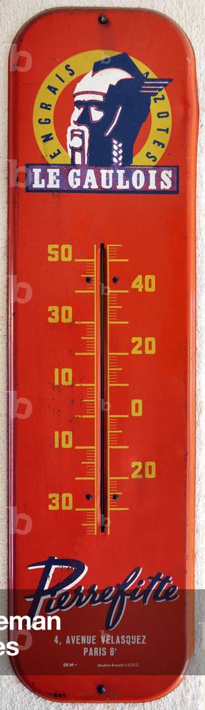 Le Gaulois: advertising thermometer of Pierrefitte nitrogen fertilizer, beginning 20th century -