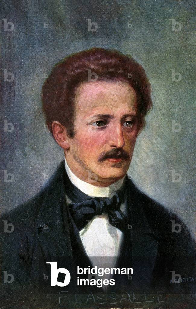 Portrait of Ferdinand Lassalle (1825-1864), German politician of Jewish origin, socialist theorist and writer, creator of the General Association of German Workers (ADAV), by the painter Karl Feiertag - German postcard beginning 20th century -