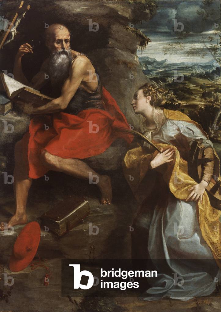 St. Jerome and St. Catherine of Alexandria, 1532-40 (oil on canvas)