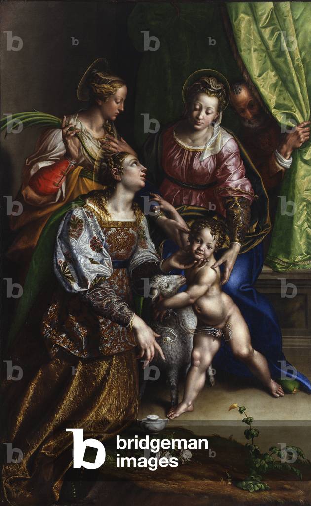 Madonna and Child with St. Joseph, St. Catherine and St. Agnes, c.1570 (oil on canvas)
