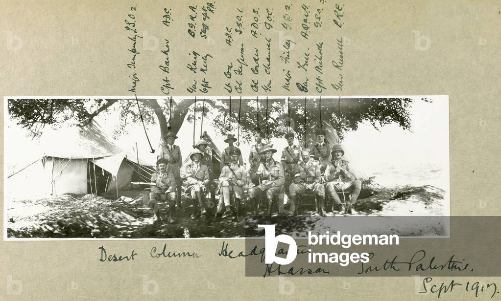 Desert column headquarters at Abassan, South Palestine, September 1917 (b/w photo)