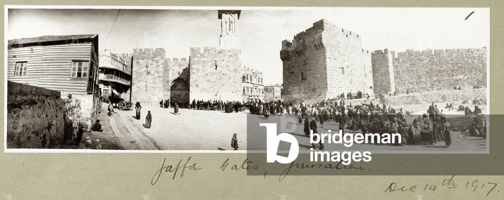 Jaffa Gates, Jerusalem, 14th December 1917 (b/w photo)