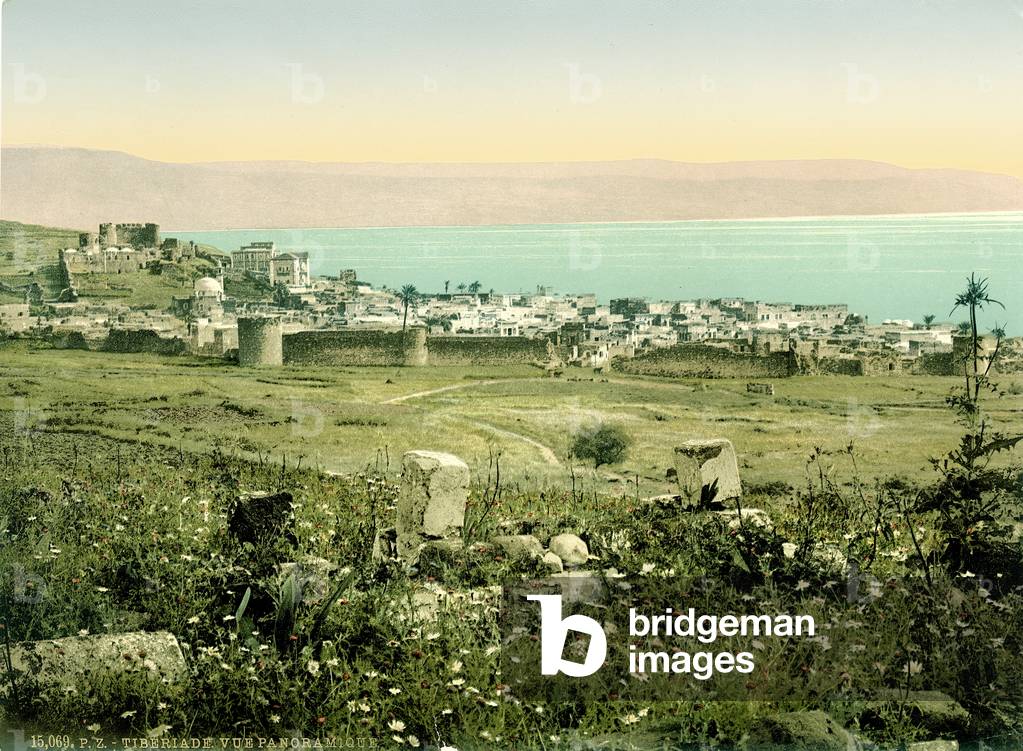 View of Tiberias from the South, c.1880-1900 (photochrom)