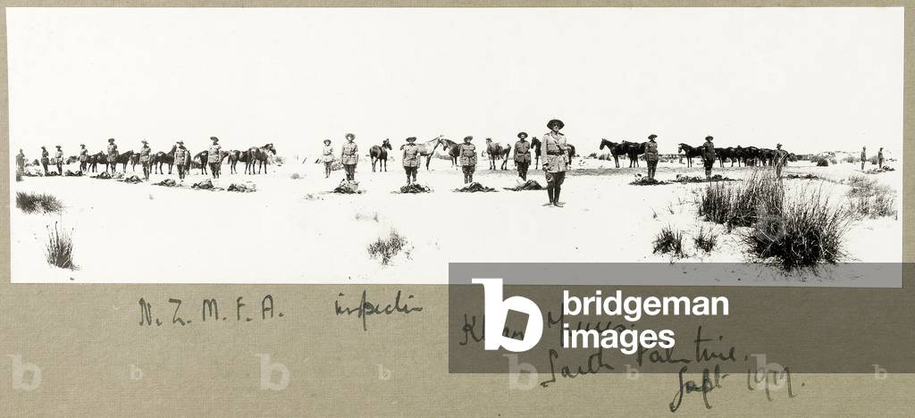 N.Z.M.F.A. inspection, Khan Yunis, September 1917 (b/w photo)