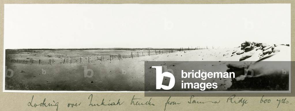 Looking over Turkish trenches from Samson Ridge, September 1917 (b/w photo)