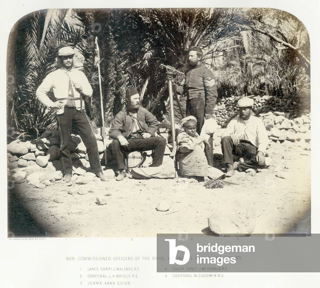 Non commissioned members of the Royal Engineers on the Sinai Survey, 1868 (b/w photo)