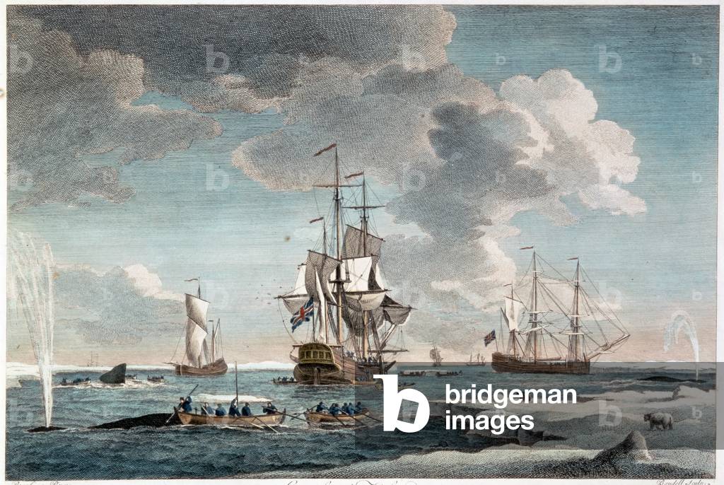 Greenland Fishery, engraved by John Boydell (1719-1804) 1754 (colour engraving)