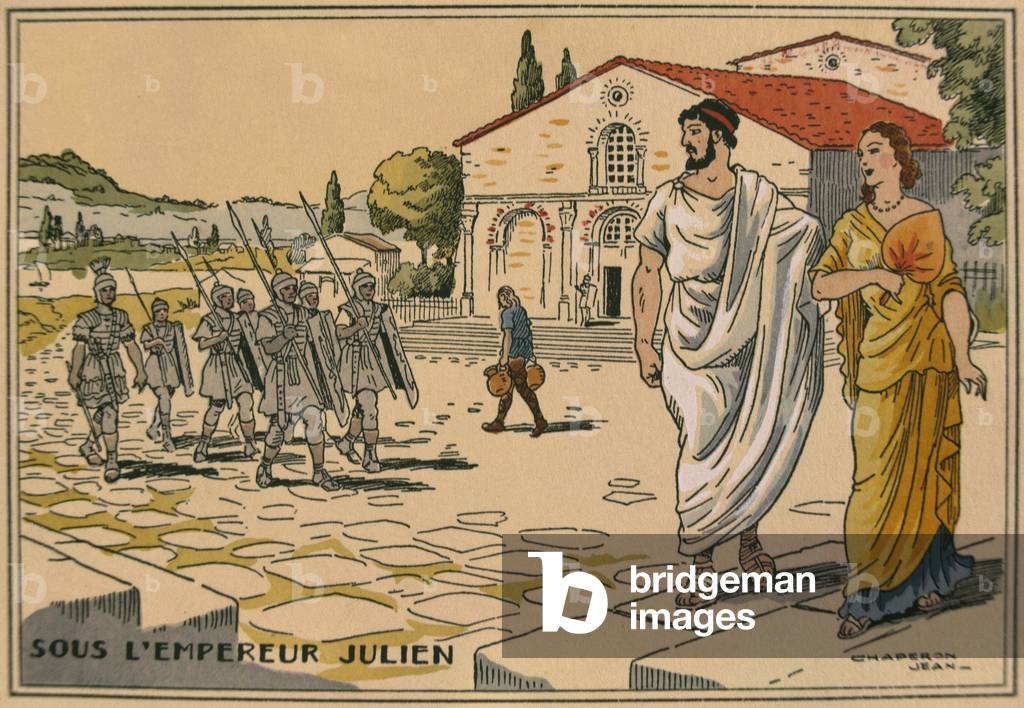 Life under the reign of Emperor Julian (360-63) (colour engraving)