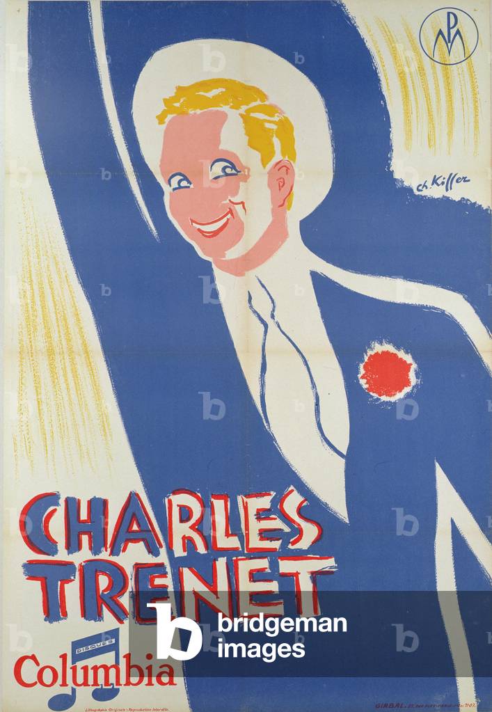 Affiche publicitaire Charles Trenet (1913-2001) (couleur litho), 20th Siècle par Charles Kiffer