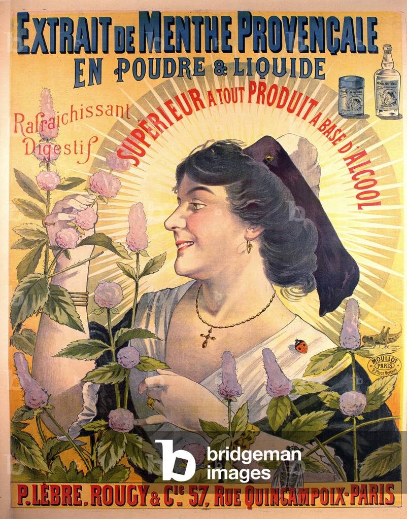 Poster advertising 'Extrait de Menthe Provencale' French digestif (colour litho)
