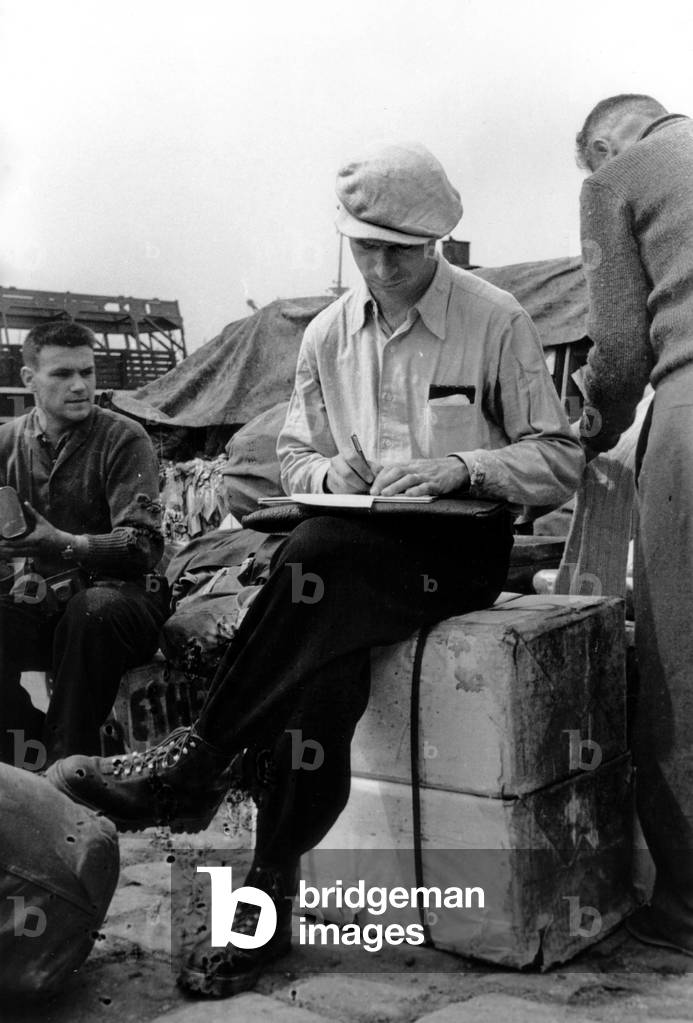 Departure for Greenland of Expeditions Polaires Francaises (French Polar Expeditions), Rouen, May, 1948: doctor Raymond Latarjet (b/w photo)