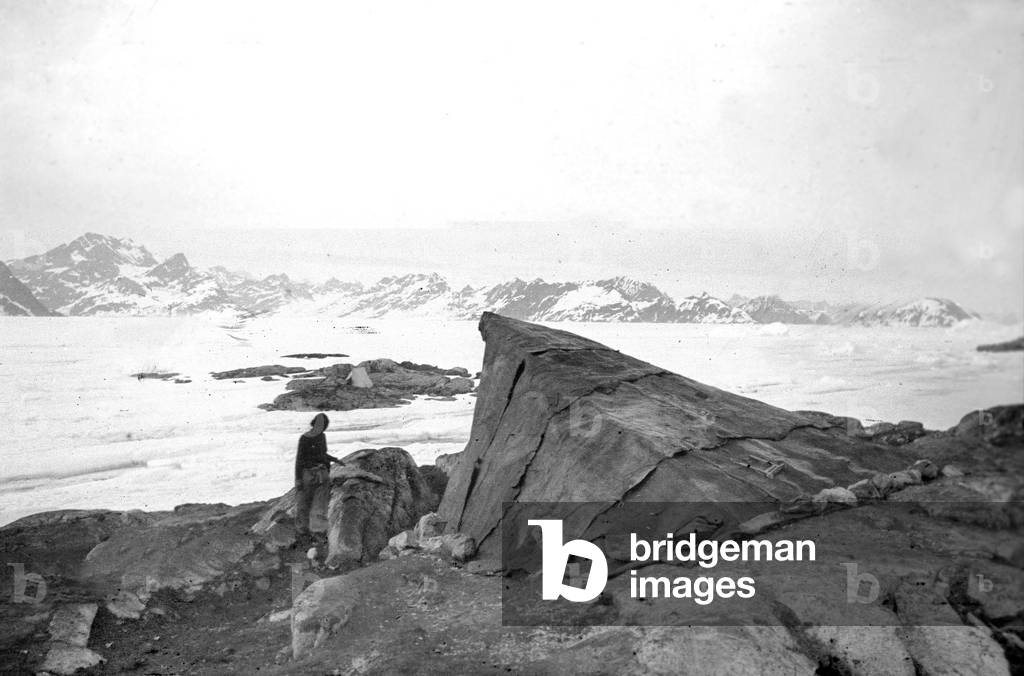 Inuit, Summer tent, fjord of Kangerdlugssuatsiak, Greenland, Autumn, 1936 (b/w photo)