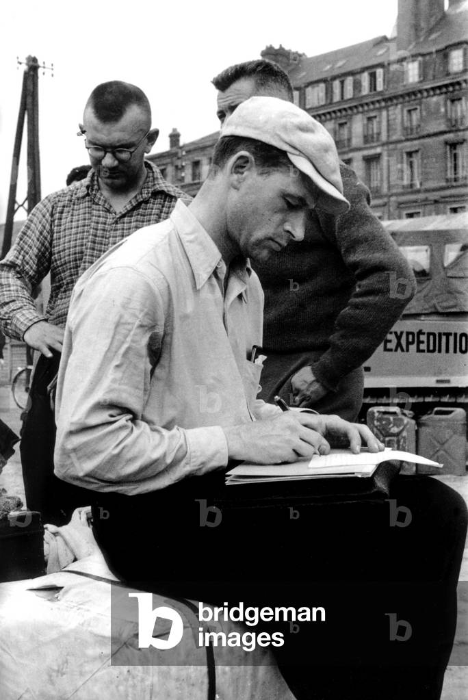 Departure for Greenland of Expeditions Polaires Francaises (French Polar Expeditions), Rouen, May, 1948: doctor Raymond Latarjet (b/w photo)