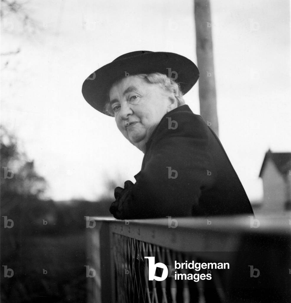 Laure Victor, mother of Paul-Emile Victor (75 years old), Lons-le-Saunier, Jura, France, October 1952 (b/w photo)