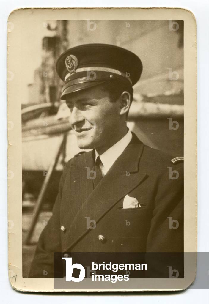 Paul-Emile Victor, aspiring to the battleship Voltaire, Toulon, Bouches-du-Rhône, France, June 1930 (b/w photo)