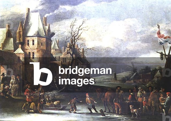 Winter Landscape with Figures before a Town