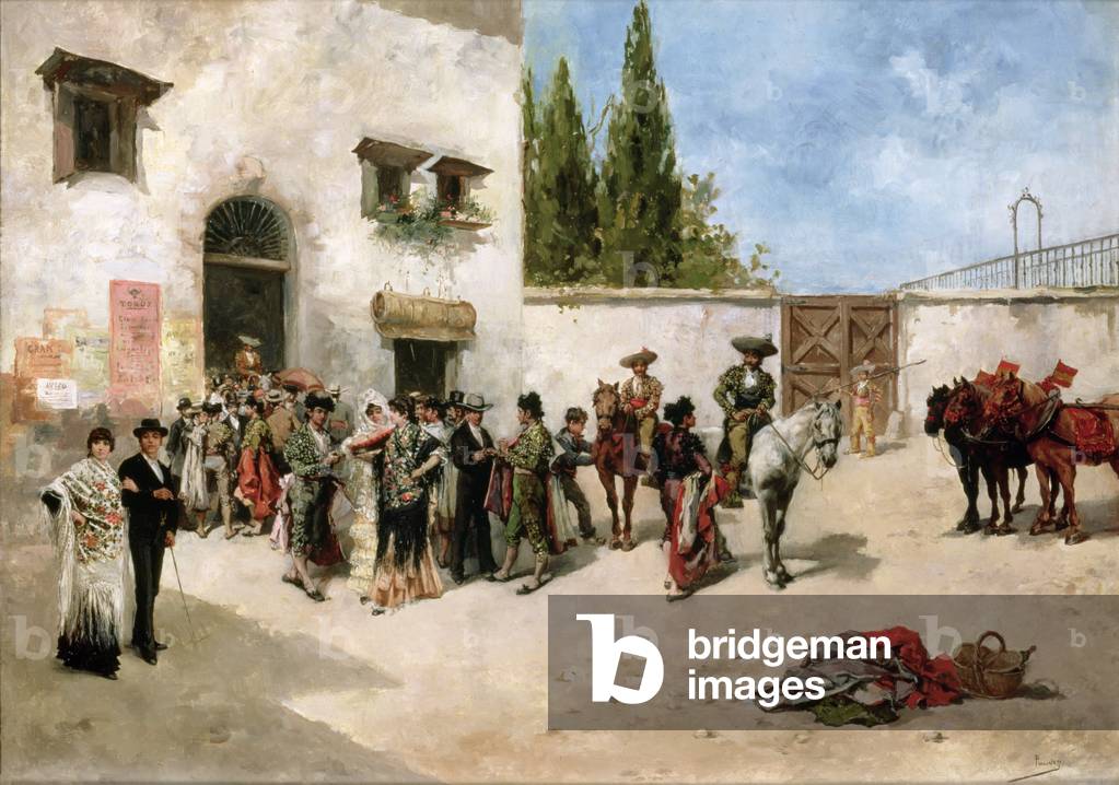 Bullfighters preparing for the Fight (oil on panel)