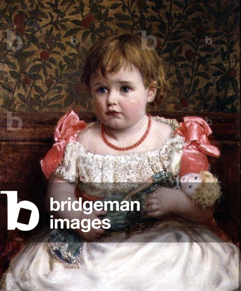 Bild von Gemälde "Bildnis eines kleinen Mädchens mit ihrer Puppe (Öl auf Leinwand)", 19. Jahrhundert von Henry
