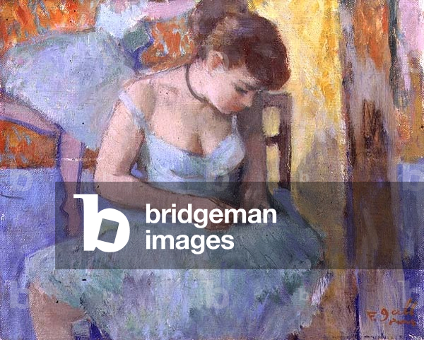 Dancer adjusting her tutu