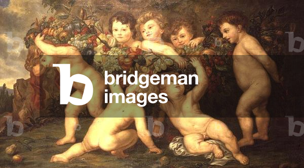 Putti playing with garlands of fruit