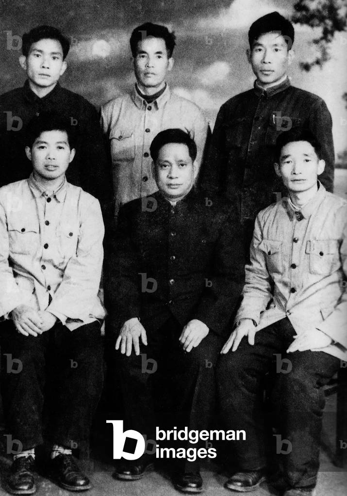 Burma / Myanmar: Guizhou lao pings (Guizhou veterans) in the 1950s. Front row, left to right: Zau Mai, Naw Seng, Hpalang Gam Di. Communist Party of Burma (CPB)