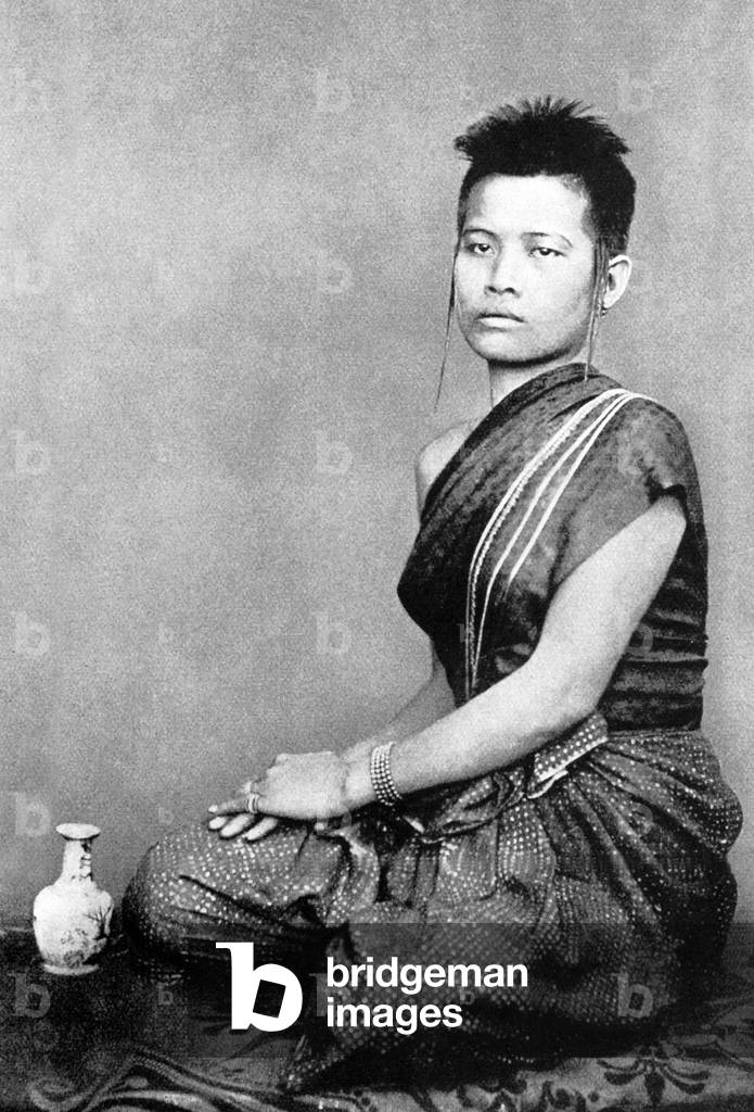 Thailand: A high-ranking Siamese woman poses for a photograph, Siam, mid-19th century.