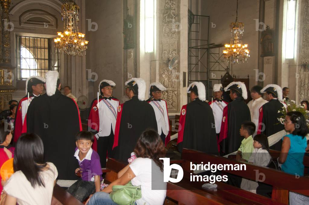 Philippines: A guard of honour at a wedding in San Agustin (St. Augustine) Church, Intramuros, Manila